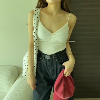 Shirred strap bra top