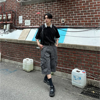 Washed cargo Bermuda shorts