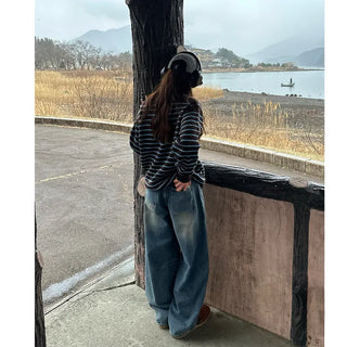 (Unisex) Knee-point pintuck wide-leg pants