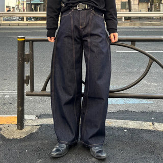 (Unisex) Semi-balloon non-washed denim