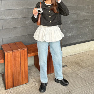 Cropped collarless jacket