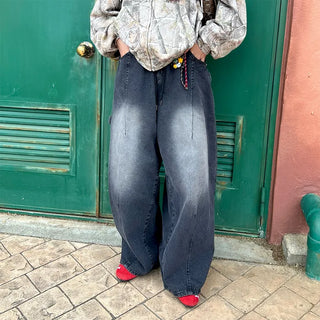 (Unisex) Washed Banded Denim Pants