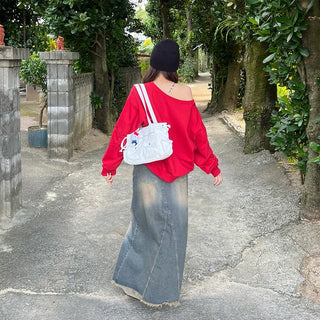 Maxi denim skirt