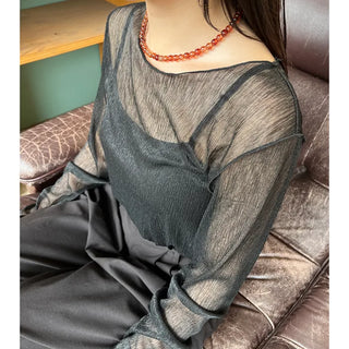 Clear brown ball necklace