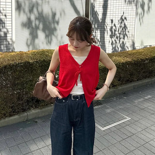 Ribbon knit vest