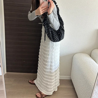 Lace wave long skirt