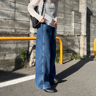 Wide denim pants