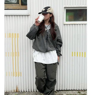 (Unisex) Check Hooded Parka