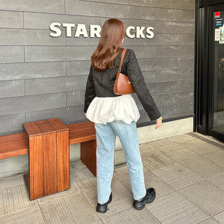 Cropped collarless jacket