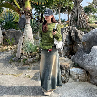 Maxi denim skirt