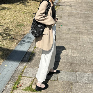 Back-slit cotton long skirt