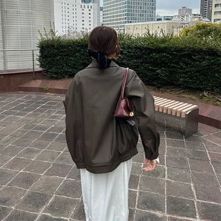 Oversized eco-leather jacket
