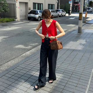 Ribbon knit vest