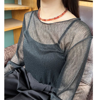 Clear brown ball necklace
