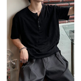 Henley neck cut and sew