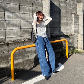 Wide denim pants