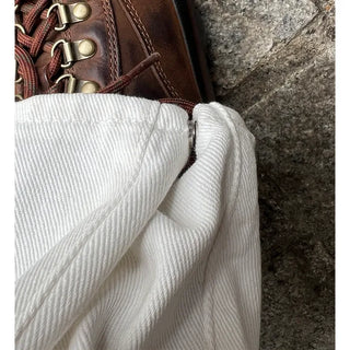 Back embroidered wide cotton pants