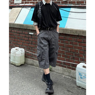 Washed cargo Bermuda shorts