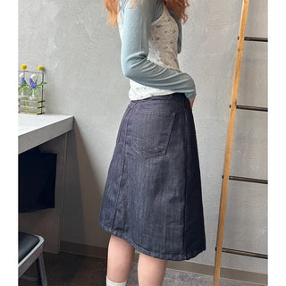 Denim midi skirt