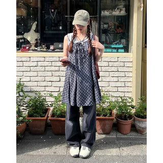 Checked camisole mini dress