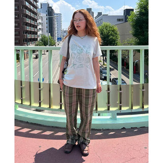 Loose-fit banding check pants