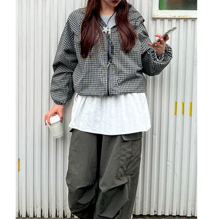 (Unisex) Check Hooded Parka