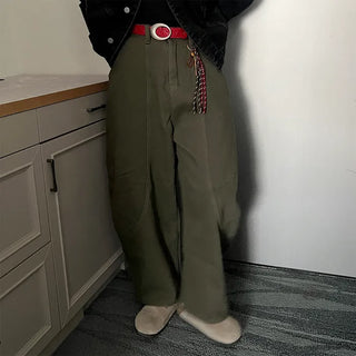 Seam-detailed khaki pants