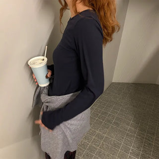 Ribbed long-sleeve T-shirt