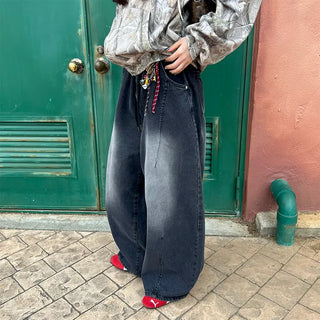 (Unisex) Washed Banded Denim Pants