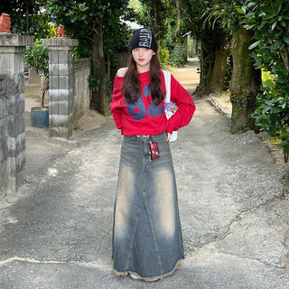Maxi denim skirt