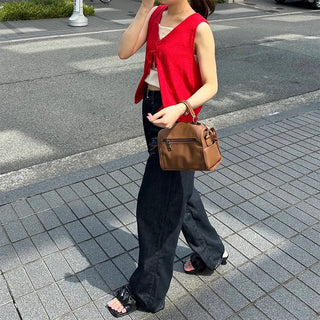Ribbon knit vest