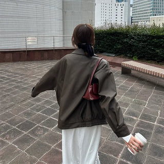 Oversized eco-leather jacket