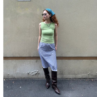 Checked midi skirt