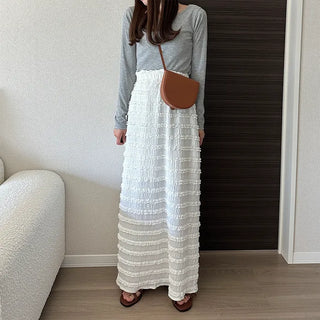 Lace wave long skirt