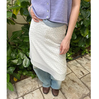 Ribbon polka dot midi skirt