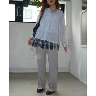 Checked frill wrap skirt