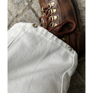 Back embroidered wide cotton pants