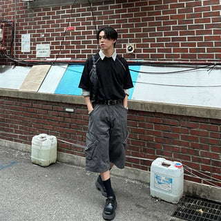 Washed cargo Bermuda shorts