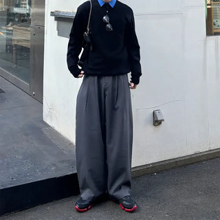 Twill two-pleat volume slacks