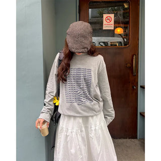 (Unisex) Point Graphic Lettering Long-Sleeve T-Shirt