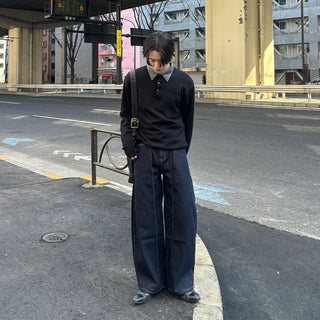 (Unisex) Semi-balloon non-washed denim