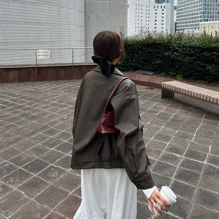 Oversized eco-leather jacket