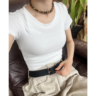 Glossy Brown Ball Necklace