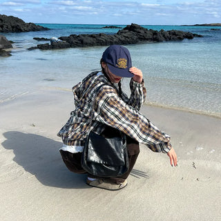 (Unisex) Cotton Check Windbreaker