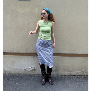 Checked midi skirt