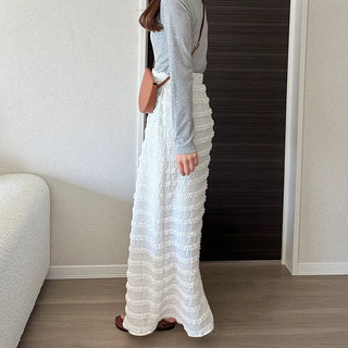 Lace wave long skirt