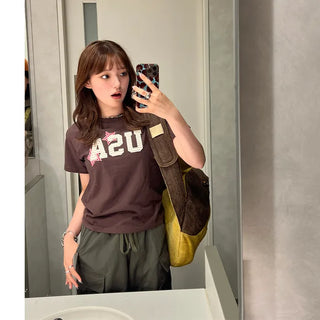 USA Lettering Print T-Shirt
