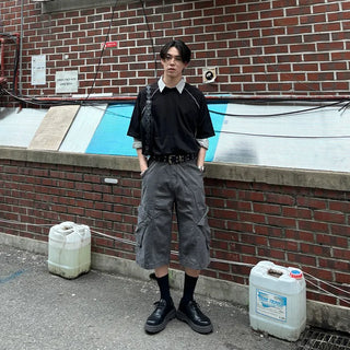 Washed cargo Bermuda shorts