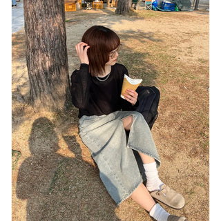 Cutout sheer t-shirt