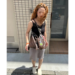 Bordered string midi skirt